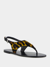 Paris Texas Amalfi Flat Sandals in Mustard Leopard Print