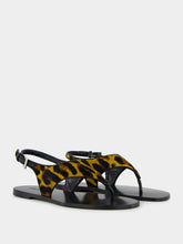 Paris Texas Amalfi Flat Sandals in Mustard Leopard Print