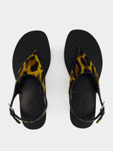Paris Texas Amalfi Flat Sandals in Mustard Leopard Print