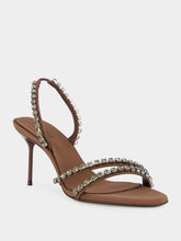 Paris Texas Ebony Satin Lidia 70 Sandals with Studs