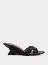 Paris Texas Black Leather Nina 50 Wedge Mules