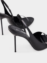 Paris Texas Black Leather Lidia Slingback Sandals