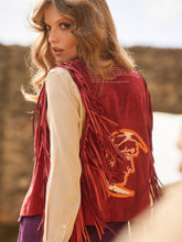 Paula Cassiopeia Embroidered Suede Vest with Fringes