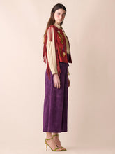 Paula Cassiopeia Embroidered Suede Vest with Fringes