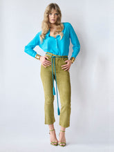Paula Zircon Leather Flared Pants