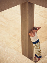 Paula Elizabeth Vanilla Custard Embroidered Pencil Skirt