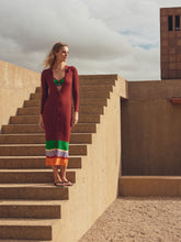 Paula Fluorite Purple Potion Long-Sleeve Knitted Dress with Buttons