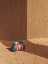 Paula Medine Botanical Green Leather and Suede Clutch