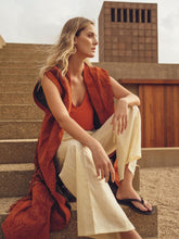 Paula Gardenia Cinnamon Stick Embossed Suede Maxi Cape