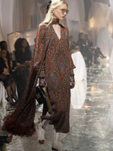 Valentino Garavani Paisley Silk Maxi Dress with Feathers