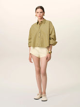 Ami Paris Khaki Cotton Cropped Oversized Shirt
