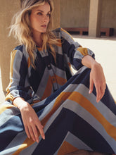 Paula Gugenheim Deep See Stripes Hand-Woven Evasé Dress