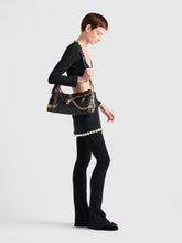 Prada Black Soft Sound Leather Shoulder Bag with Charms