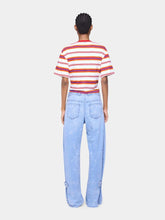 Rabanne Striped Cream and Orange Cropped Jersey T-Shirt