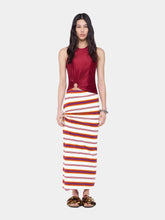 Rabanne Striped Cream and Orange Cotton Maxi Skirt