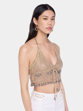 Rabanne Light Gold Beaded Crochet Tie-Back Bralette