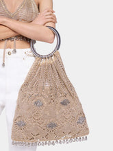 Rabanne Light Gold Crochet Beaded Bag