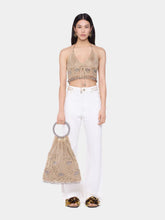 Rabanne Light Gold Crochet Beaded Bag