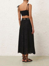 Zimmermann Black Rhiannon Embroidered Midi Skirt
