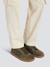 Balmain Khaki Swan Leather and Canvas Trainers