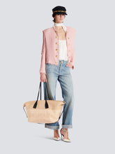 Balmain Brown Track Raffia Tote Bag