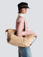 Balmain Brown Track Raffia Tote Bag