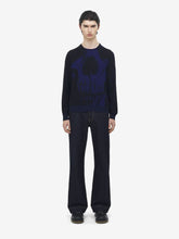 Alexander McQueen Black and Blue Merino Wool Skull Jumper