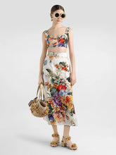 Dolce & Gabbana Flower Bouquet-Print Midi Skirt