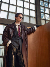 Saint Laurent Striped Wide Tie in Burgundy Wool-Silk