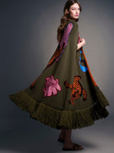 Paula Saphire Duffel Bag Embroidered Knitted Cape