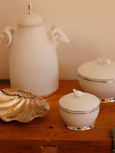 Leitão & Irmão Small Ribbed Porcelain and Silver Box with Partridge Lid