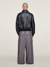 Y-3 Black Leather Bomber Jacket