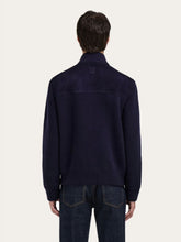 Ferragamo Navy Blue Suede Bomber Jacket