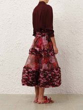 Zimmermann Wine Luna Satin Silk Shirt