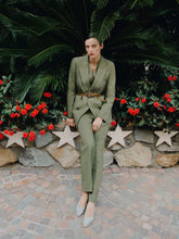 Blazé Milano Palm Green Linen Midday Sun Double-Breasted Blazer