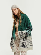 Alanui Green Wave Bloom Jacquard Cardigan