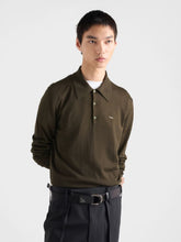 Prada Superfine Wool Military Green Long-Sleeve Polo
