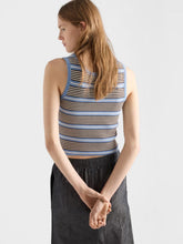 Prada Blue and White Striped Cotton Knit Tank Top