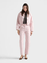 Prada Light Pink Cropped Jacket with Leather Collar