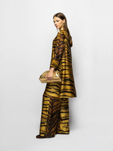 Paula Isla Tigerstripes Printed Silk Twill Button-Up Dress