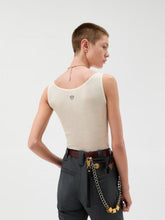 Versace White Embroidered Ribbed Wool Tank Top