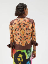 Versace Brown Printed Silk Twill Shirt with Chain Motif