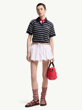 Moncler Navy Blue Cotton Blend Bouclé Polo Shirt