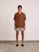 Frescobol Carioca Brown and Ecru Copacabana Print Swim Shorts