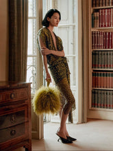 Ferragamo Antique Yellow Feather Mini Clutch Bag