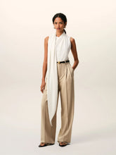 Ami Paris Beige High-Waist Wide Wool Trousers