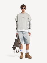 Balenciaga Light Grey and White Hybrid Double T-Shirt