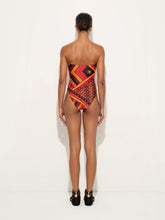 Pucci Black and Orange Vivara Print Bandeau Swimsuit