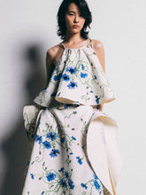 Stella McCartney Cornflower Embroidered Frill Crop Top