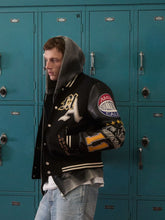 Amiri Black Varsity Jacket with Chenille Patches